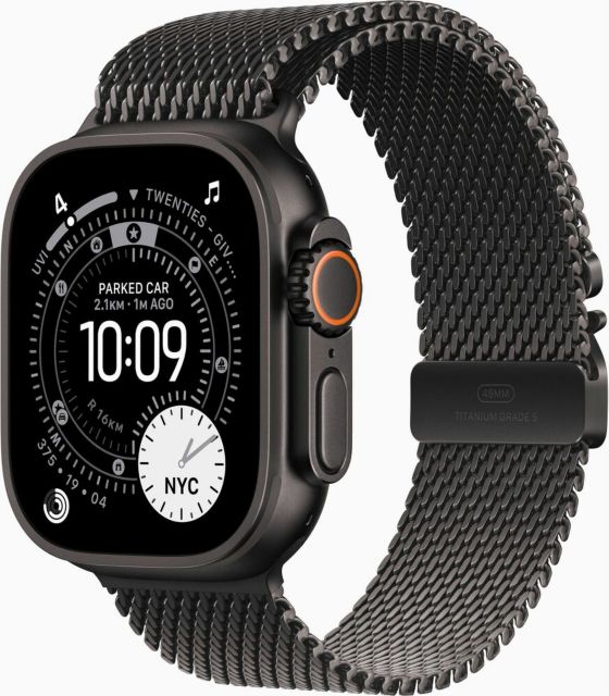 Apple Watch Ultra 3 GPS + Cellular 49mm Black Titanium Case with Black Titanium Milanese Loop - Medium